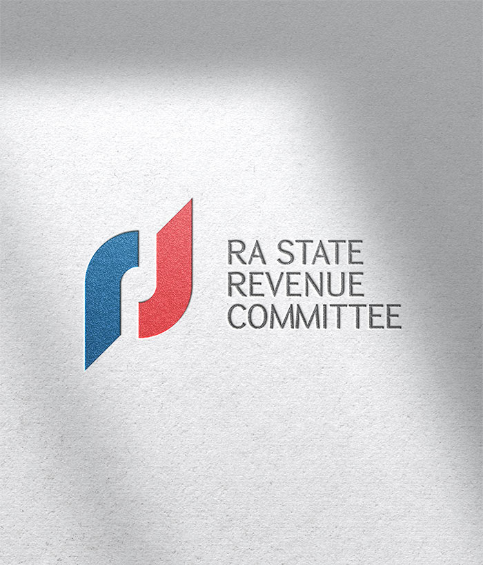 Branding package for the RA State Revenue Committee, featuring logo design, business cards, a structured brand book, and a corporate profile.