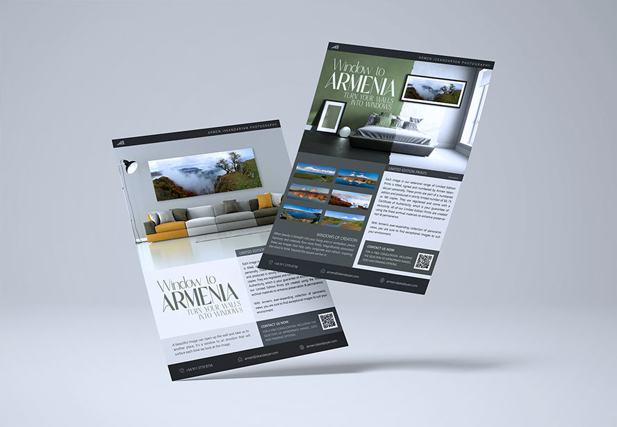Window to Armenia – A compelling duo of flyers highlighting the historic Stone of Ghuzan and Armenia’s rugged terrain.