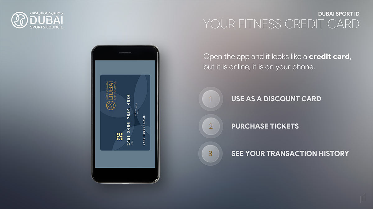 Dubai Sport iD Investor Pitch Deck – Slide illustrating the app’s seamless integration for fitness payments and benefits.