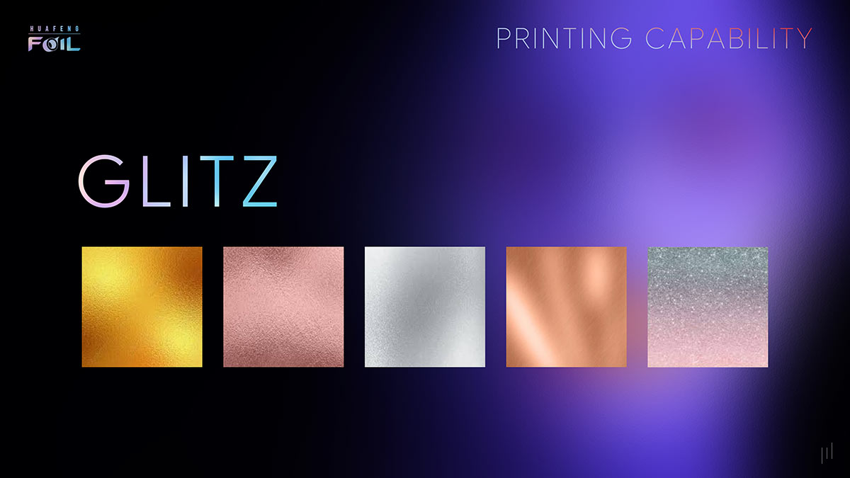 Huafeng Foil Hair & Beauty Range – Slide highlighting shimmering foil options for a glamorous salon experience.