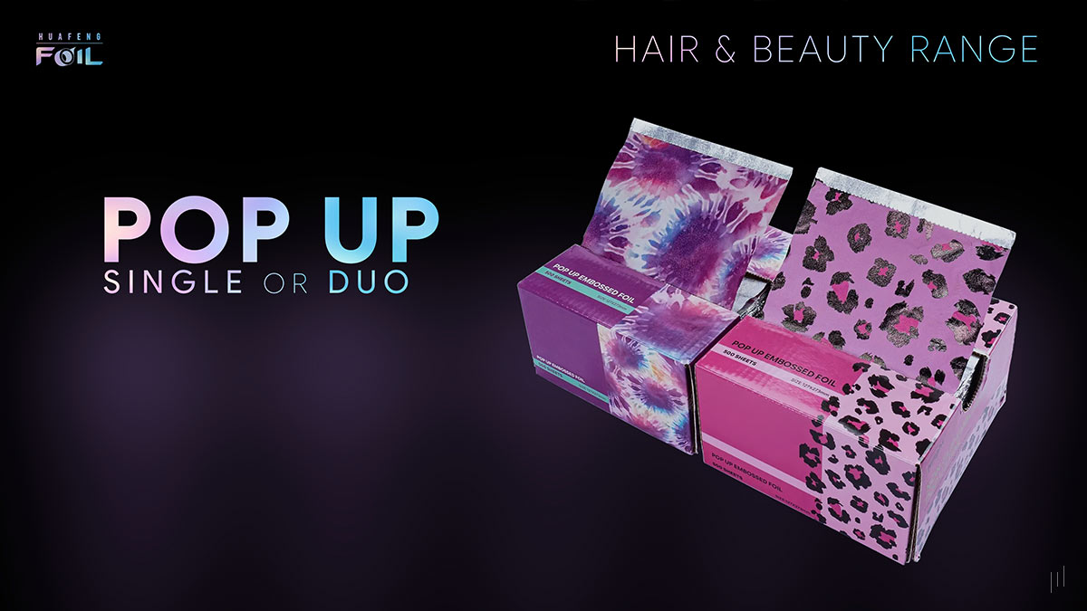 Huafeng Foil Hair & Beauty Range – Slide highlighting pop-up foil sheets designed for efficient salon use.