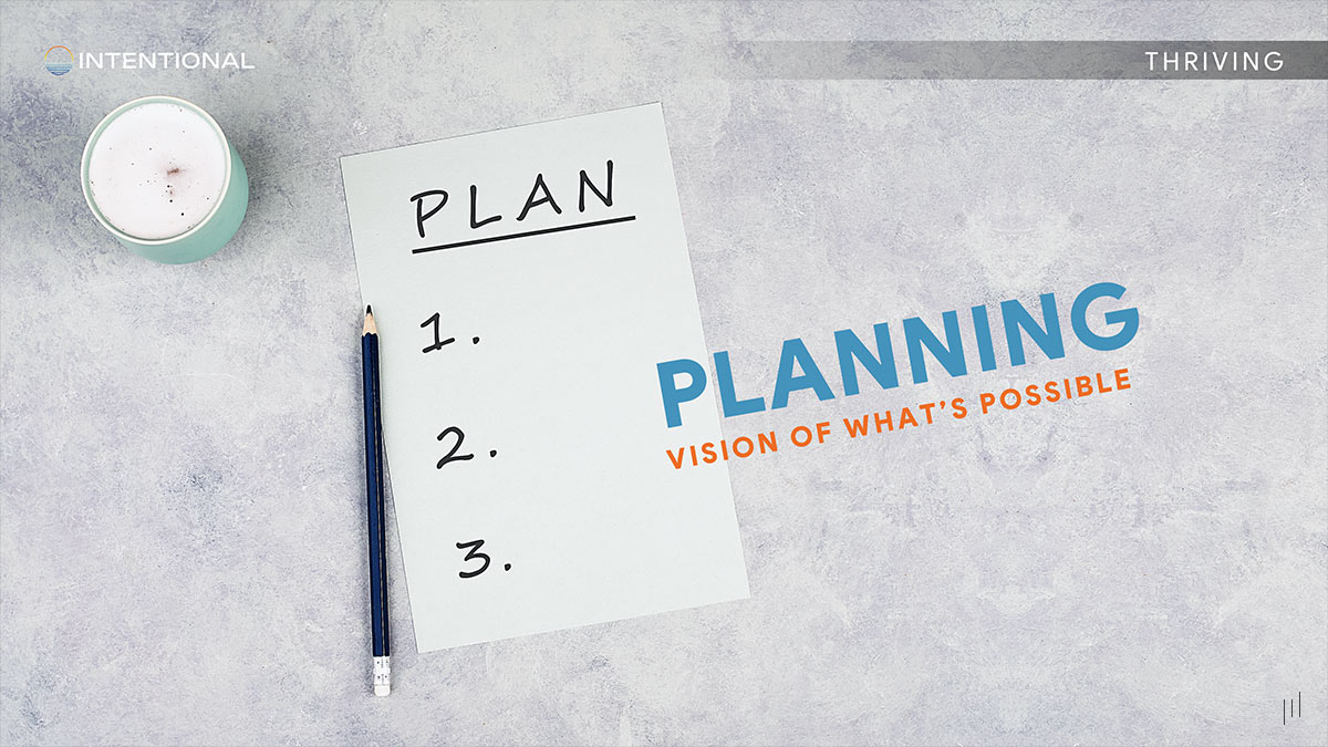 Intentional Design Walkthrough – Slide showcasing strategies for transitioning from survival to thriving.