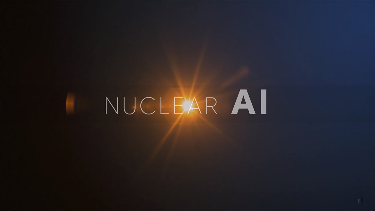 Nuclear AI Investor Presentation – Slide showcasing the company’s branding with illuminated effects, reinforcing its technological innovation.