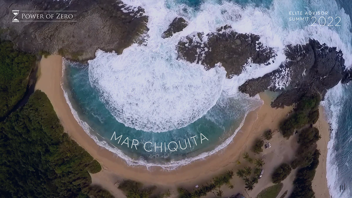 Elite Advisor Summit Puerto Rico 2022 – Video slide featuring an interactive map of Chiquite and its significance.