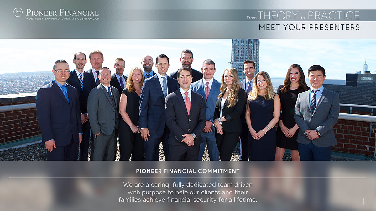 Pioneer Financial Presentation – Slide showcasing the company’s dedication to loyalty, commitment, and exceptional service.