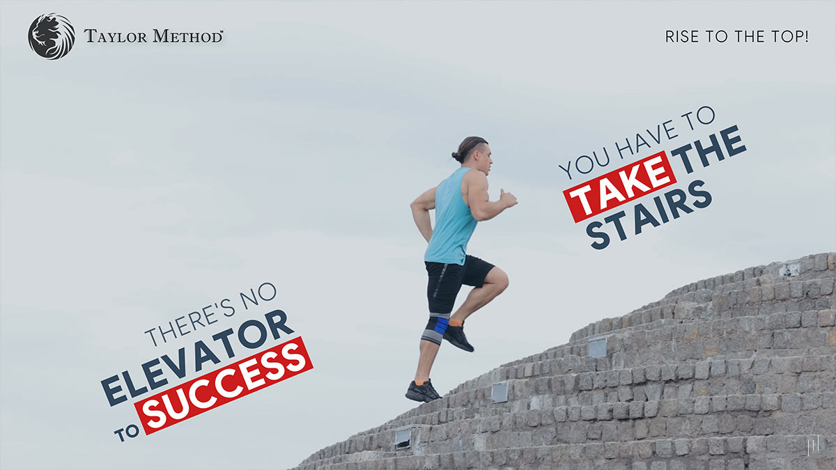 Raise to the Top – Slide reinforcing the importance of persistence and gradual progress in achieving financial success.