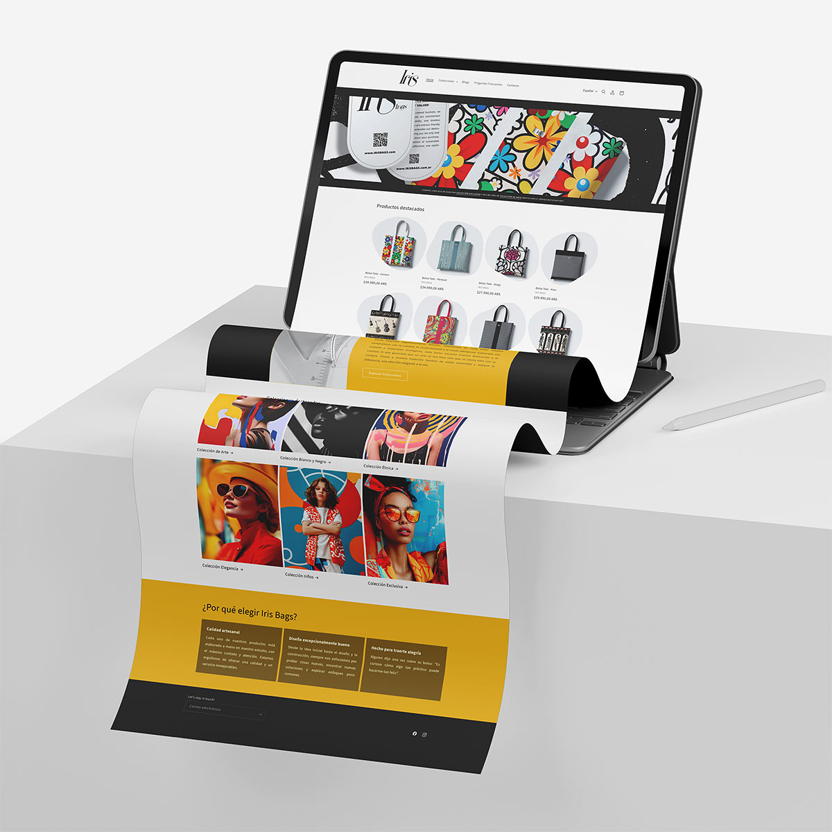 IRIS Bags – E-commerce web design showcasing stylish, high-quality bags with seamless shopping experience and intuitive navigation.